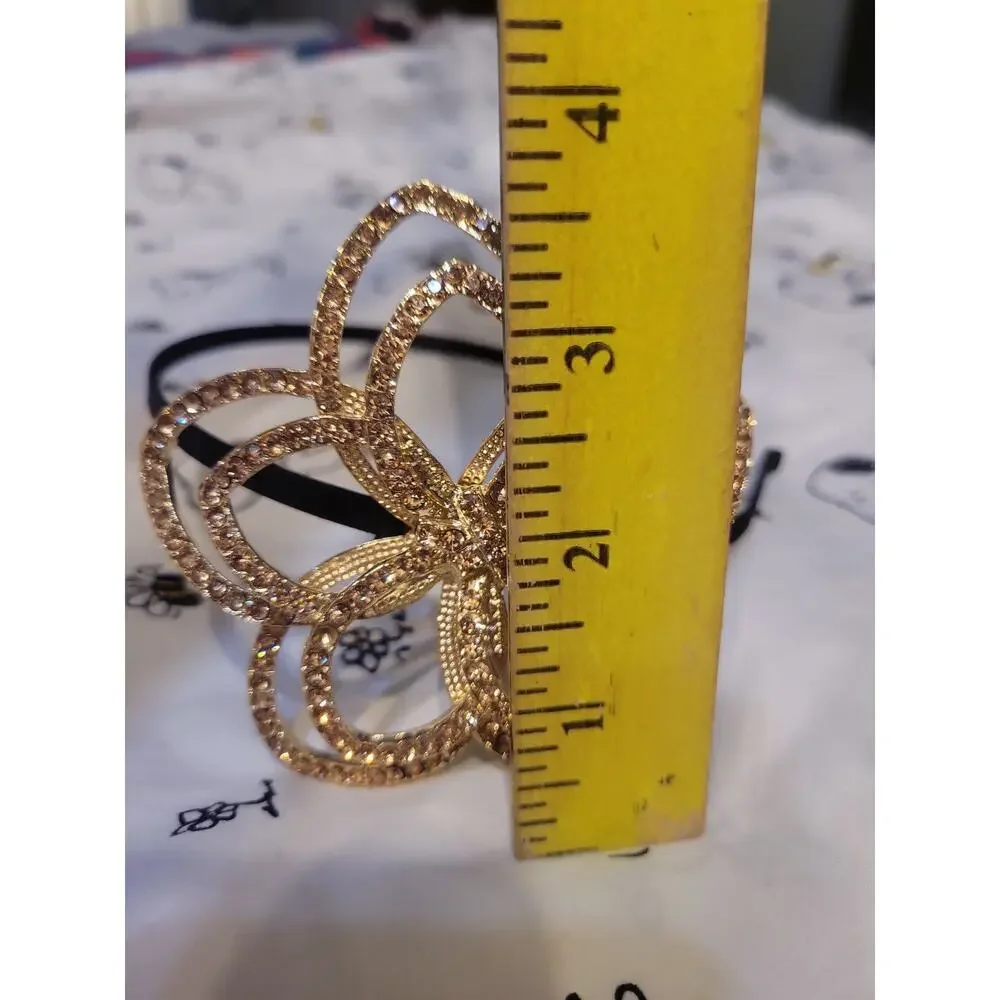 Cara Couture sparkling gold topaz Yellow clear rhinestones Flower Headband